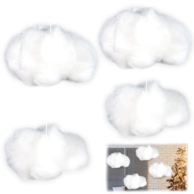 Diymood Hanging Fake Cloud for Ceiling Decorations, 3D Cloud Shape Ornament DIY Decorative Hanging Props for Art Stage Wedding Halloween Christmas Party Decoration (4 Pieces)
