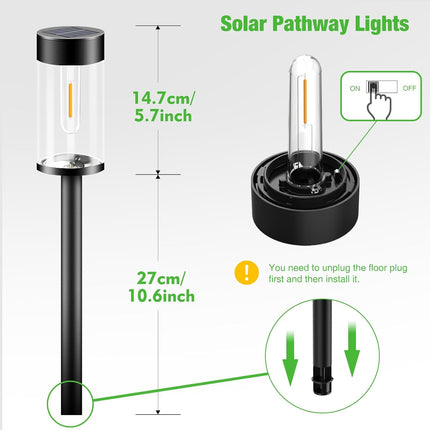 Nipify Led Solar Pathway Lights Outdoor, 8 Pack Waterproof Solar Powered Yard Lighting, Auto On/Off Solar Walkway Light