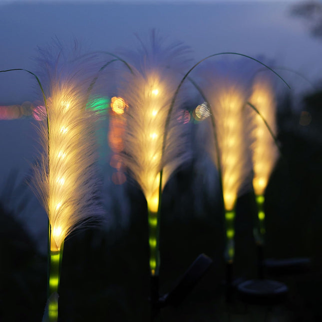 Solar Outdoor Garden Lights, 4 Pack LED Lights Waterproof, Sway by Wind Simulation Reed Lights Decoration for Garden Patio Walkway Pathway Yard (Warm White)