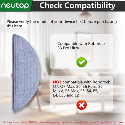 Neutop Washable Mopping Cloth Compatible With Roborock S8 Pro Ultra Robot Vacuum And Mop Cleaners Spare Parts Accessories, 8Pack.