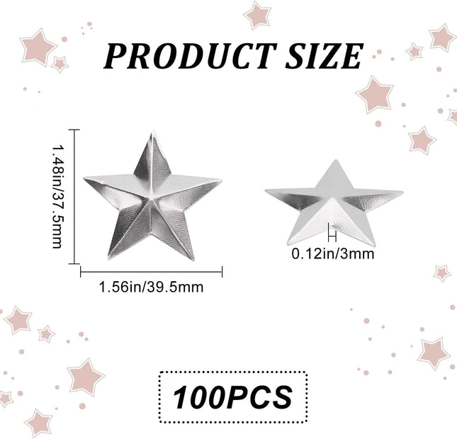 GORGECRAFT 100PCS 1.5" Galvanized Metal Stars Vintage Rustic Star Silver Primitive Stars Three Dimensional Christmas Tree Star for Hanging Wall Holiday Wreath Decor Handmade Accessory
