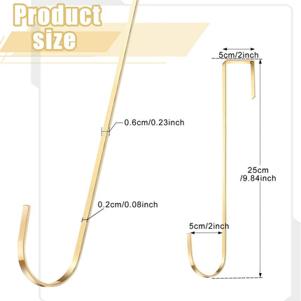 15 Inch Wreath Hanger Hooks Over Door Metal Hooks Practical Clothes Towel Hanger Hooks for Christmas Front Door Decorations (Champagne,6 Pieces)