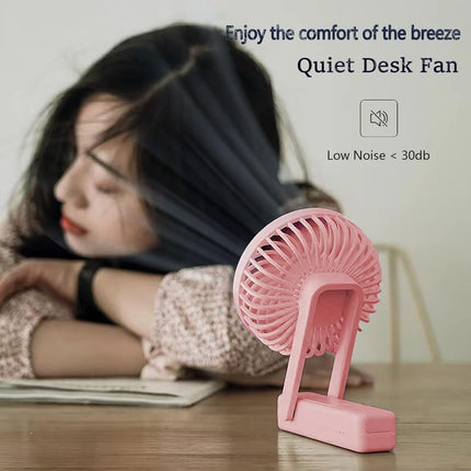 Battery Operated Portable Fan, Mini Rechargeable Handheld Fan,Small Foldable Fan,Quiet But Powerful Desk Fan Up To 10 Hrs Operat