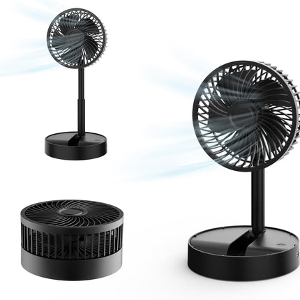 Portable Folding Fan, Rechargeable Usb Floor Table Desk Fan With Adjustable Height, 3 Speed Battery Operated Fan, Pedestal Fans