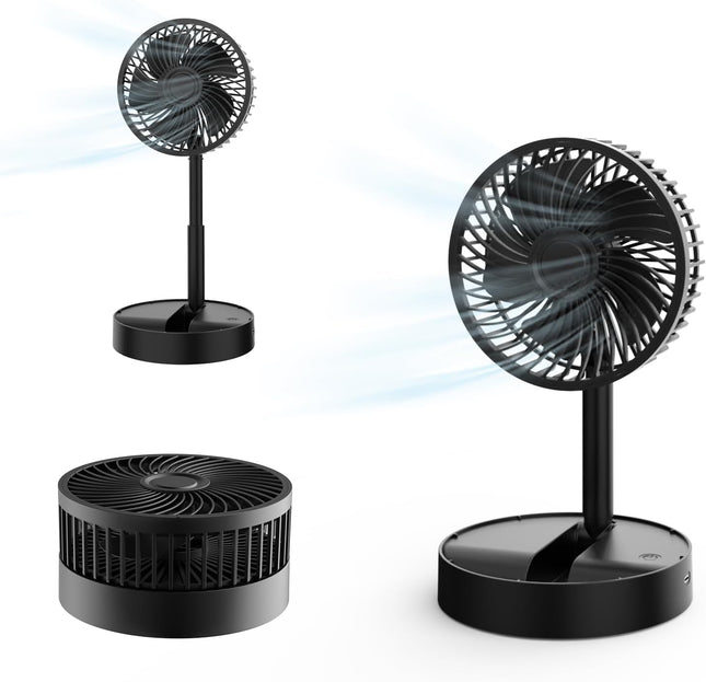 Portable Folding Fan, Rechargeable Usb Floor Table Desk Fan With Adjustable Height, 3 Speed Battery Operated Fan, Pedestal Fans