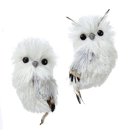 Kurt Adler C2289 5.1" Silver Hanging Owl Christmas Ornament 2 Assorted