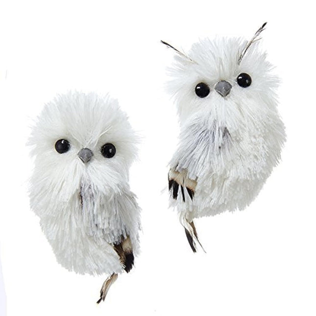 Kurt Adler C2289 5.1" Silver Hanging Owl Christmas Ornament 2 Assorted