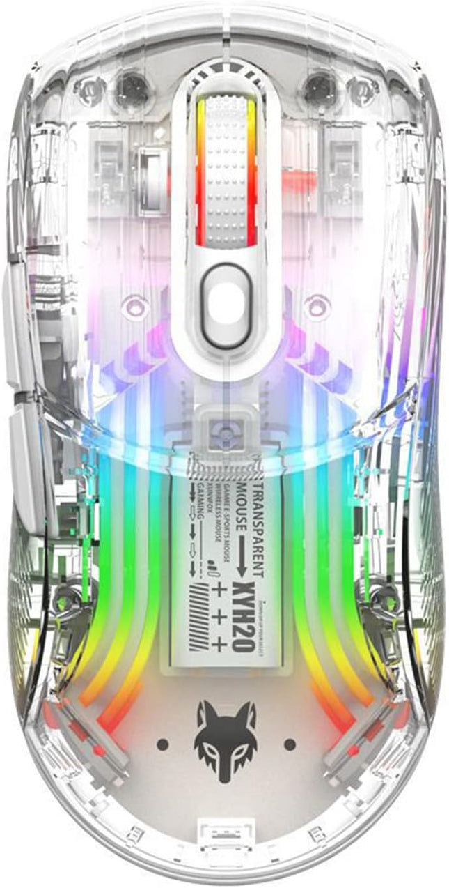 Bluetooth Wireless Mouse, Transparent RGB Mechanical Dual Mode Gaming Mouse, A Must-Have Cool USB Computer Mouse for Gaming and Esports…