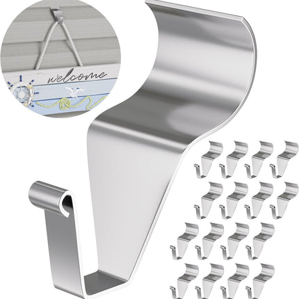 16 Pack Vinyl Siding Hooks, Heavy Duty No Hole Siding Hooks for Hanging Outdoor Decorations, Easy to Install and No Drilling Hooks for Hanging Christmas Wreath