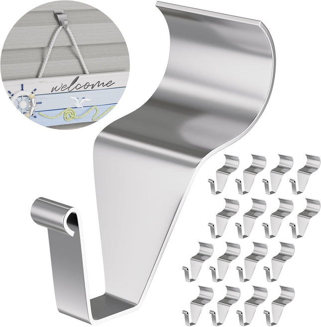 16 Pack Vinyl Siding Hooks, Heavy Duty No Hole Siding Hooks for Hanging Outdoor Decorations, Easy to Install and No Drilling Hooks for Hanging Christmas Wreath