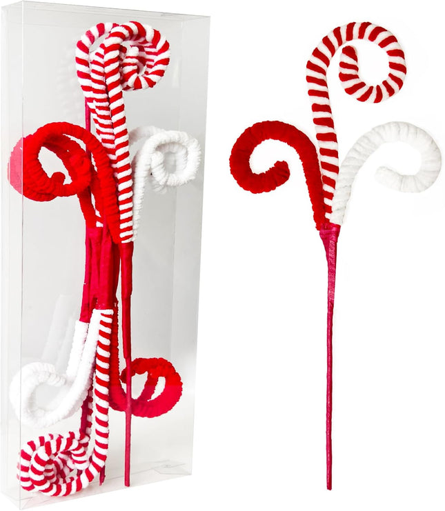 Candy Cane Christmas Decorations, 6 Pcs Christmas Tree Picks, 17 Inch Red and White Christmas Ornaments for Christmas Tree Topper Filler, Big Large Ornaments Grinchs Candyland Xmas Decorations