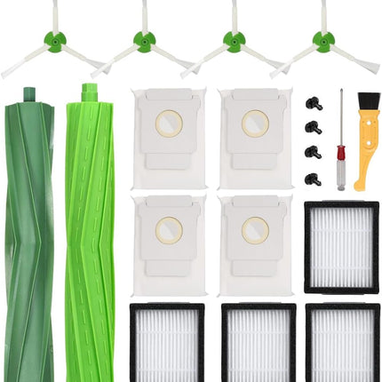 13 Pack Parts For Irobot Roomba I3 I7 J7 I4 I7+ I3+ I4 I4+ I6 I6+ I8 I8+ J7+ Plus E5 E6,I & J Series1 Rubber Brush, 4 Filter,4 Brush,4 Dirt Disposal Bags