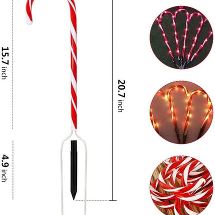 21Inch Christmas Decorations Candy Lights,10 Pack Candy Cane Lights Outdoor Pathway, Candy Cane Christmas Decorations,LED Yard Lawn Pathway Lights,Christmas Outdoor Decoration Lights UL588