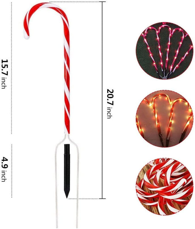 21Inch Christmas Decorations Candy Lights,10 Pack Candy Cane Lights Outdoor Pathway, Candy Cane Christmas Decorations,LED Yard Lawn Pathway Lights,Christmas Outdoor Decoration Lights UL588