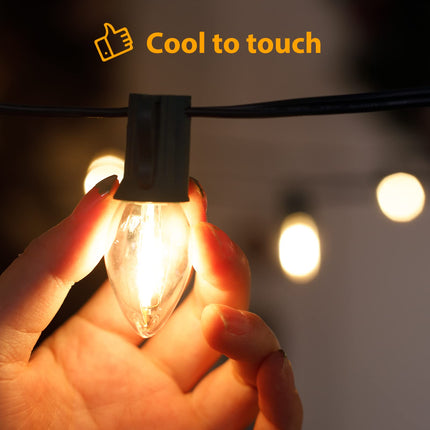 Brightown 25 Pack C7 LED Christmas Light Bulbs, Clear Plastic Night Lights C7 LED Replacement Bulbs for Christmas String Lights, E12 Candelabra Base, Commercial Dimmable Holiday Bulbs, Warm White
