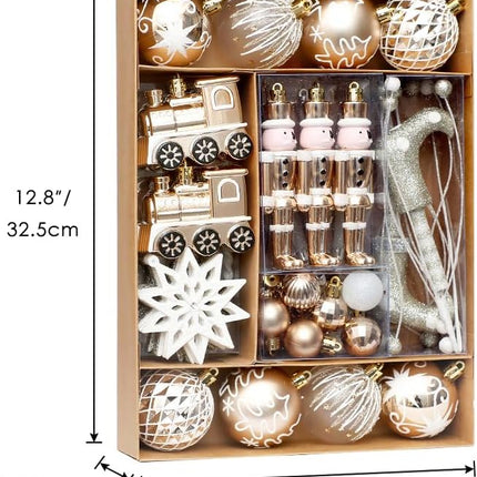50 Pcs Christmas Ball Ornaments Sets, Shatterproof Baubles for Christmas Tree Decorations, Printed Hanging Balls for Holiday Festival Party Decoration (Champagne)