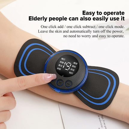 HAUSHUT Electric USB Rechargeable EMS Mini Cervical Vertebra Patch Gel Butterfly Massager Pad Stimulator for Muscle Neck Back Legs Body Pain Relief and Shoulder Relaxing Therapy Machine Tool Black