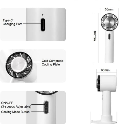 Handheld Cooling Fan Mini Personal Fan Usb Rechargeable Portable Fan Battery Operated 3 Speeds, Cold Compress Cooling Fan Small