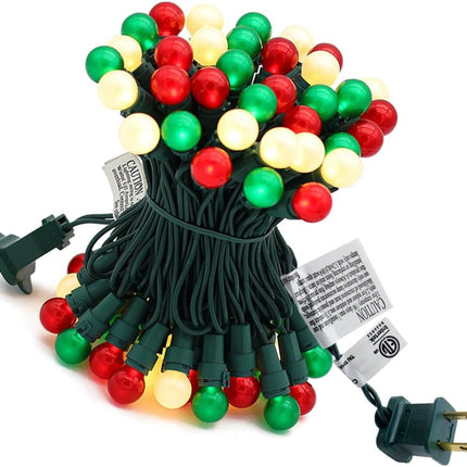 Red White Green Christmas Lights Indoor 70 LED Outdoor String Lights with Pearlized Glass 120V ETL for Halloween Decor Holiday Party Thanksgiving Yard Xmas Tree Carnival Deco