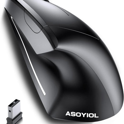 Ergonomic Mouse Wireless,Rechargeable Vertical Mouse with USB Receiver,6 Buttons 800/1200/1600 Computer Mouse for Laptop PC(Right Hand,Black)