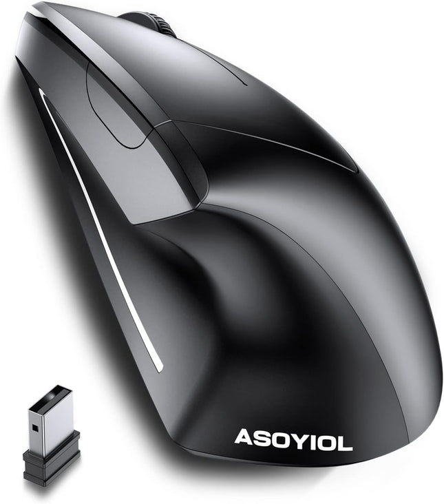 Ergonomic Mouse Wireless,Rechargeable Vertical Mouse with USB Receiver,6 Buttons 800/1200/1600 Computer Mouse for Laptop PC(Right Hand,Black)