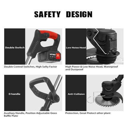Grass Strimmer Foldable Grass Strimmer, Shengyatu 21V Electric Cordless strimmer 800W Grass Trimmer Brush Cutter, Lawn Mower Garden Tools, Black