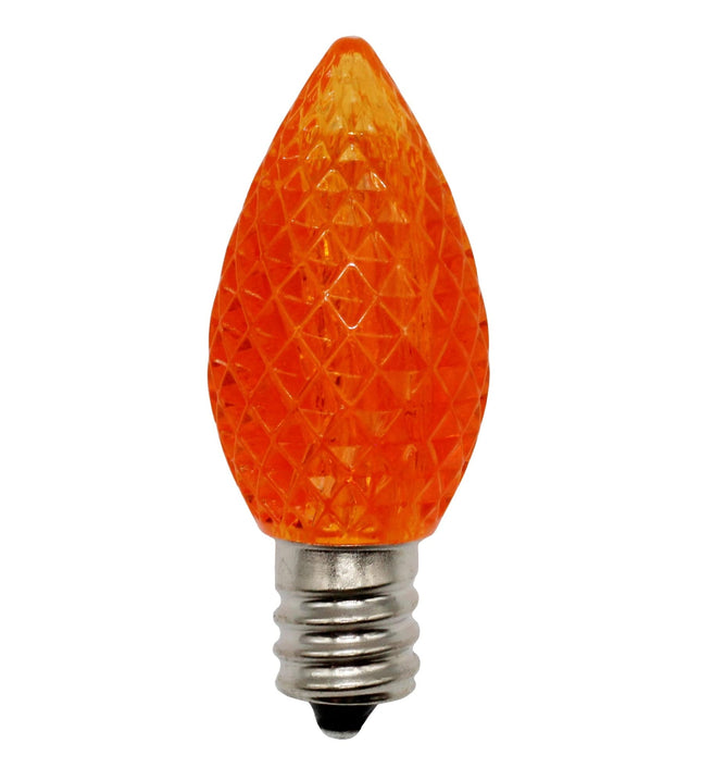 Creative Hobbies 25 Pack C7 LED Orange Replacement Light Bulbs for Christmas Light Strings, 0.7W LED Vintage Light Bulbs for C7 Outdoor String Lights, Candle Lamps, Night Lights, E12 Candelabra Base