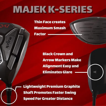 Senior Men's Majek High Launch Golf K Series 460cc 10.5° Driver Right Handed Premium Ultra Forgiving Senior Flex Graphite Shaft Tour Velvet Grip