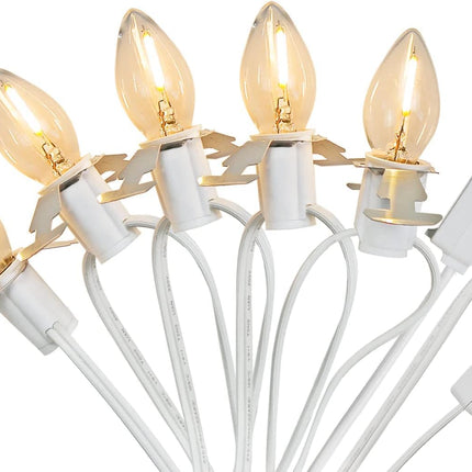 KGC Accessory Cord with 5 LED Light Bulb 9 Feet C7 Cord Clip Lights with Double Spare Fuse, Blow Mold Christmas Halloween String Lights Decoration for Xmas Village House, Pumpkin Crafts Holiday Decor