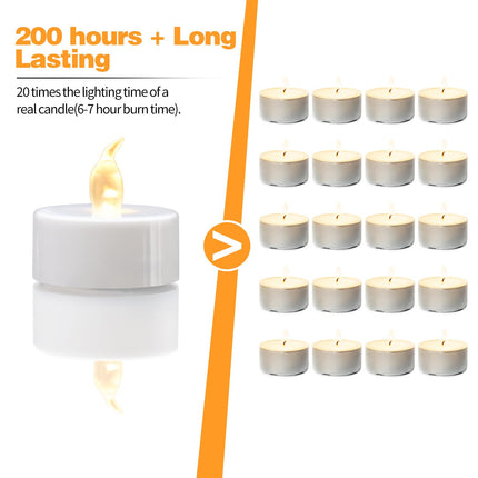 KOABY LED Tea Lights, 100 Pack Flickering Flameless Tea Lights, Warm White, Last 200H+, Battery Operated Tea Lights for Decoration(100 Pack, Warm White)