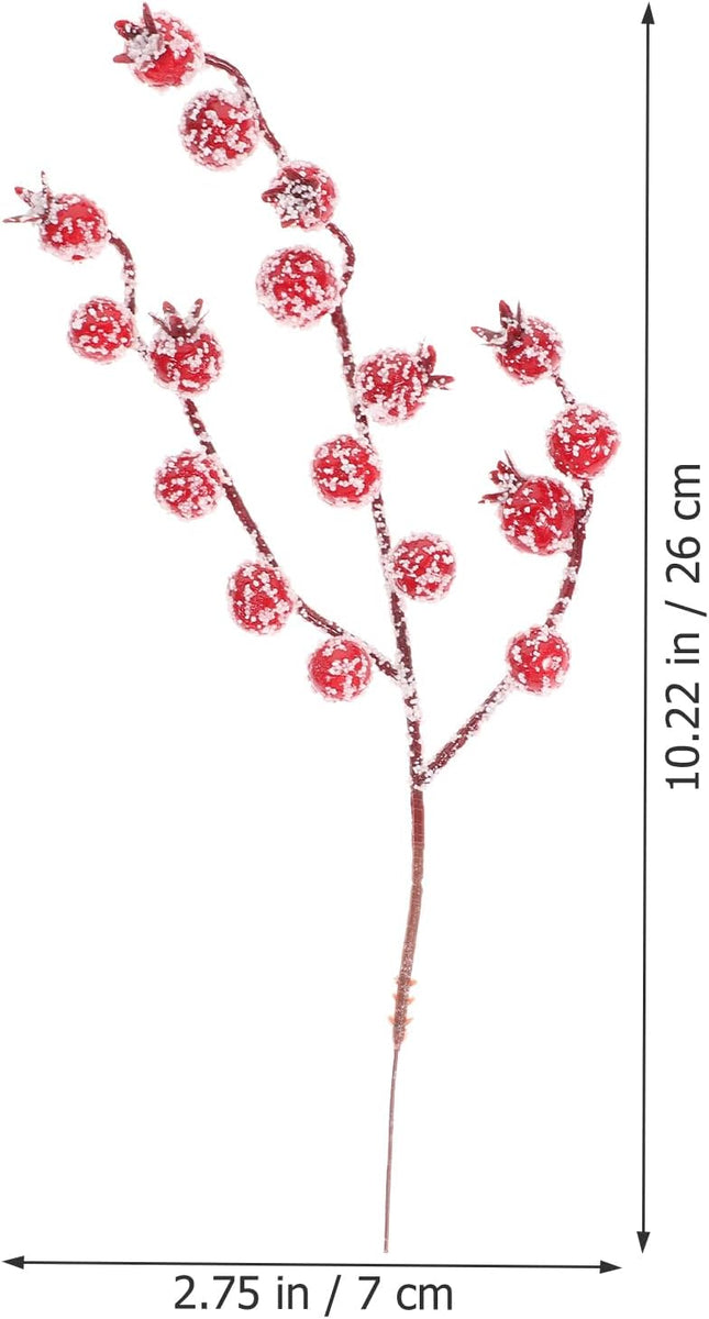 Amosfun 10 Pcs Artificial Berry Picks Christmas Frosted Holly Berry Stems Red Berry Branches for Christmas Tree Table Centerpieces Holiday Crafts DIY Ornaments
