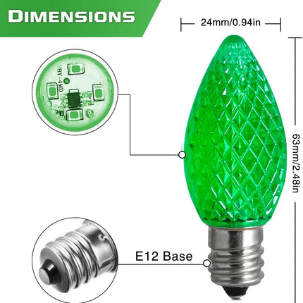 Replacement c7 LED Light Bulbs Shatterproof C7 Led Light Bulbs 1W Mini Bulb Candelabra E12 Base Decor Red Green Orange Purple Light Bulb, String Lights, Window Indoor Outdoor (Red Green, 50 Pack)