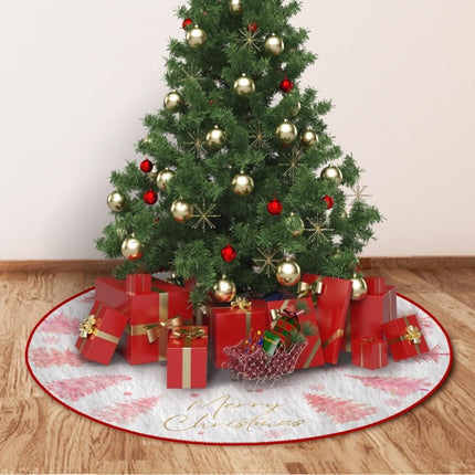 Christmas Tree Skirt 48 Inch White Tree Skirts Ornaments with Pink Trees Snowflakes Pattern for Merry Christmas Xmas Holiday Party Decor
