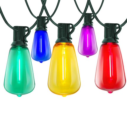 LED Outdoor String Lights Waterproof 50FT Christmas Patio Lights with 27 ST38 Shatterproof Multicolor Bulbs(2 Spare), Connectable Outside Hanging Christmas Lights for Backyard Yard Gazebo Porch Party