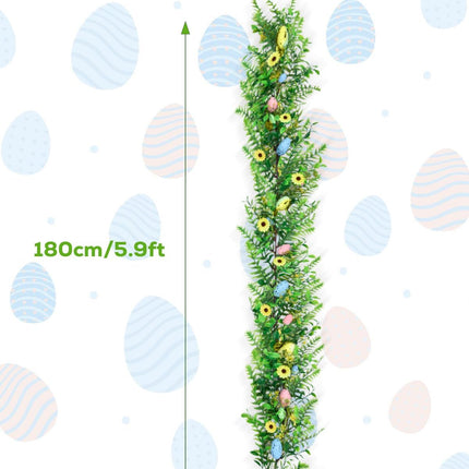 Christmas Decorations Garland, 180CM Easter Eggs Wreath, Artificial Spring Vine Garlands for Front Door Home Kitchen Fireplace Indoor Outdoor Holiday Party DIY Easter Decor