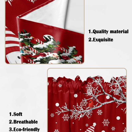 Christmas Swag Curtains,Snowman Kitchen Swag Curtains Xmas Tree Rod Pocket Valances Tier Pair Swag Topper,Bird Branch Snowflake Red 2 Panels Window Treatment for Bathroom Living Room Bedroom