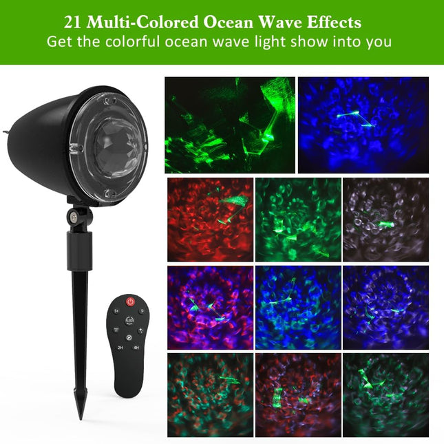 Halloween Laser Projector Lights,Syslux Outdoor Projector Light,21 Colors Ocean Ripple Projection with Remote Control for Christmas Thanksgiving Indoor Wedding Garden Party Holiday Decorations