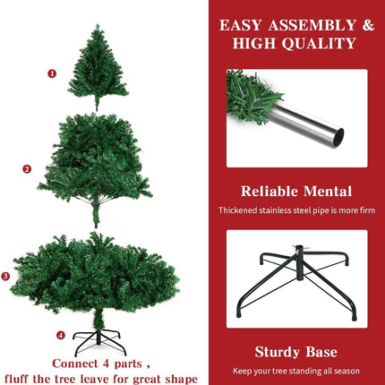 ptlsy 6FT Christmas Tree Artificial Pine Christmas Tree with Solid Metal Stand 800 Branch Tips and Decorations Perfect for Indoor and Outdoor Holiday (Green)