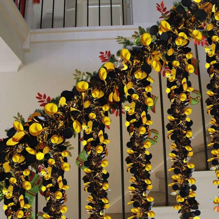 Gold Black Party Decorations - 26.4 Ft Black Gold Tinsel Garland Shiny Hanging Metallic Tinsel Ornaments for Christmas Year Eve Party Supplies