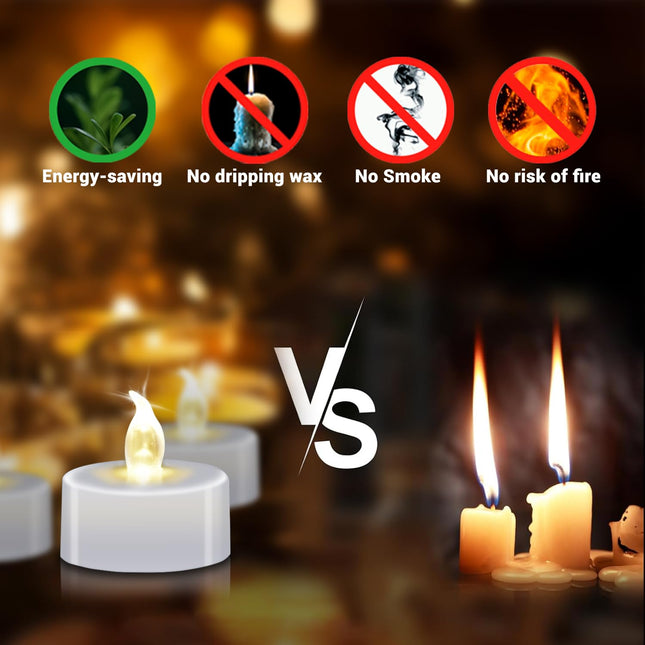 Tea Lights Battery Operated Candles LED Tea Lights Flameless Candles 200+ Hours Flickering Fake Tealights for Sweetest Day Wedding Home Decorations Party (Warm White, 12 Pack)