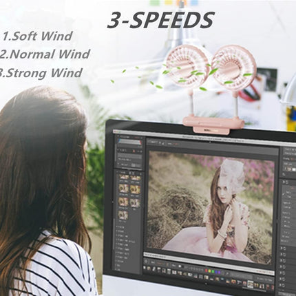 Monitor Fan, Thrrly Desktop Fan With 2 Fan Heads, 3 Speeds 360° Rotatable Office Desk Fan Usb Powered Cooling Fan With Sturdy