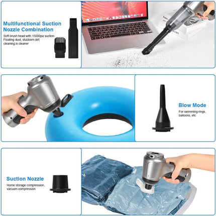 Mini Portable Vacuum Cleaner,15000Pa High Power Wireless Handheld Vacuum 3 In 1 Multifunctional Cordless Vacuum With Brushless Motor Rechargeable For Car Detailing,Office,Home