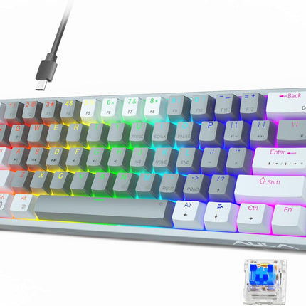 AULA 60 Percent Wired Mechanical Gaming Keyboard, 29 RGB Backlit Custom Hot Swappable Keyboard, Blue Switch 60% Mini Small Compact Keyboard for PC/Mac/Laptop/Wins —— (Wired Version)