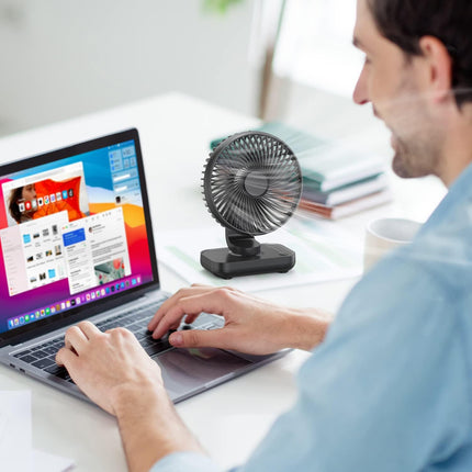 Aluan Small Desk Fan, Quiet Portable Fan, Rechargeable Battery Operated Personal Fan For Home Office Bedroom Desktop Table