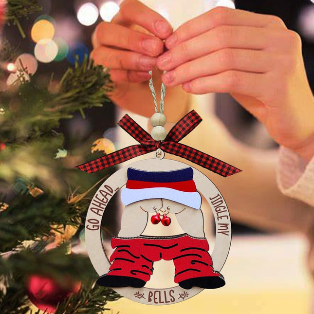 Funny Christmas Ornaments , Exchange Funny Ornaments for Adults, Naughty Ugly Christmas Tree Ornaments Wooden, Inappropriate Dirty Santa Ornament - Unique Christmas Ornaments