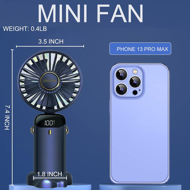 Mini Handheld Fan, Portable Personal Fan Hanging Neck Fan 90° Adjustable Usb Rechargeable 3000Mah Small Desk Fan 5 Speed For Home