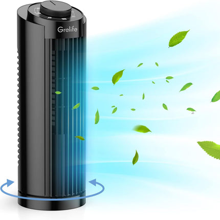 Grelife Oscillating Fan, Desk Table Fan With 3 Speeds, Quiet Cooling, Tower Fans 70° Oscillation, 13'' Portable Small Bladeless