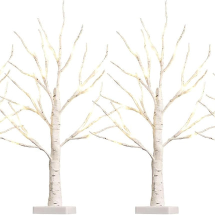 PABIPABI Lighted Birch Tree with LED Lights Christmas Decorations, Small Artificial Bonsai Tree Lights with Timer, LED Tabletop Trees for Home Wedding Decor