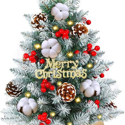 Vanleonet Mini Christmas Tree 24 Inch Small Tabletop Christmas Tree with LED Lights Ornaments Artificial Xmas Tree Christmas Decorations Indoor