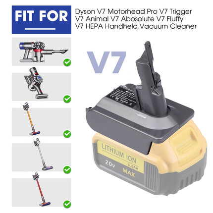 For Dyson V7 Battery Adapter For Dewalt 20V Battery Convert To For Dyson Sv11 V7 Animal Cordless Stick Vacuum Cleaner Handheld Vacuum Converter Only Dw20V7 Adapter